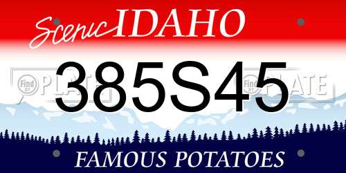 385S45 Idaho License Plate