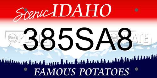 385SA8 Idaho License Plate