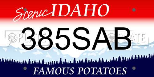385SAB Idaho License Plate