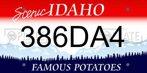 386DA4 Idaho License Plate