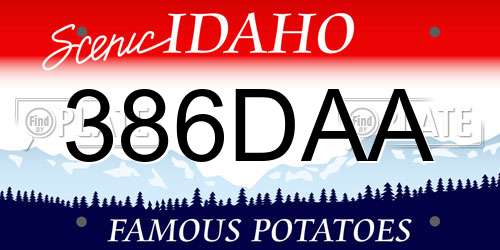 386DAA Idaho License Plate