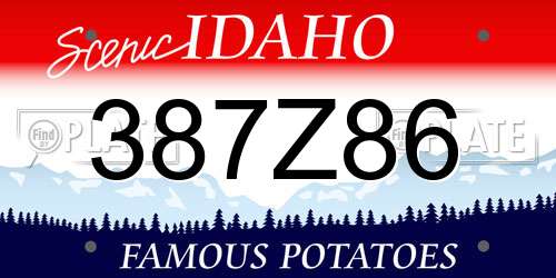 387Z86 Idaho License Plate