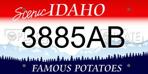 3885AB Idaho License Plate