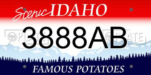 3888AB Idaho License Plate