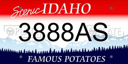 3888AS Idaho License Plate