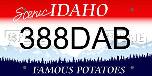 388DAB Idaho License Plate