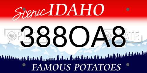 388OA8 Idaho License Plate