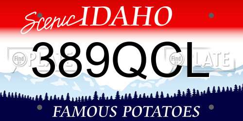389QCL Idaho License Plate