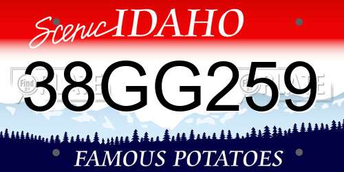 38GG259 Idaho License Plate