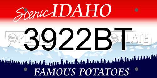 3922BT Idaho License Plate