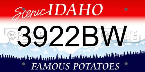 3922BW Idaho License Plate