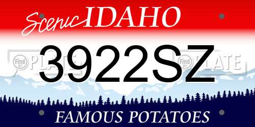 3922SZ Idaho License Plate