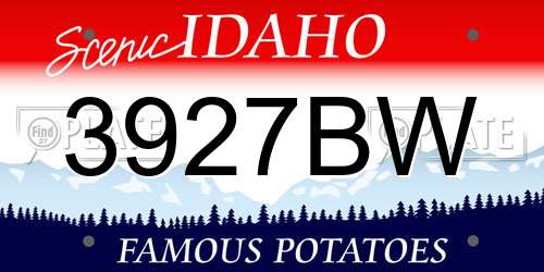 3927BW Idaho License Plate