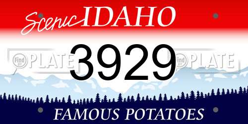 3929 Idaho License Plate