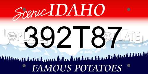 392T87 Idaho License Plate