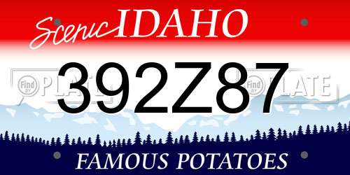 392Z87 Idaho License Plate