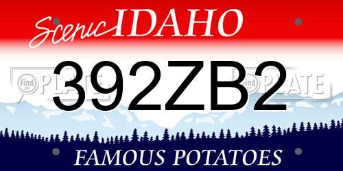 392ZB2 Idaho License Plate