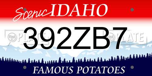 392ZB7 Idaho License Plate
