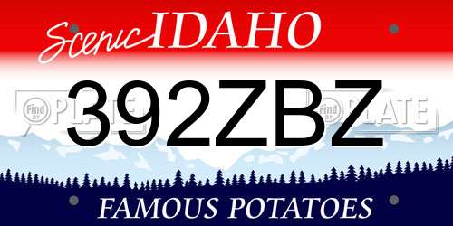 392ZBZ Idaho License Plate