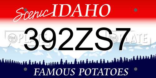392ZS7 Idaho License Plate