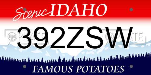 392ZSW Idaho License Plate