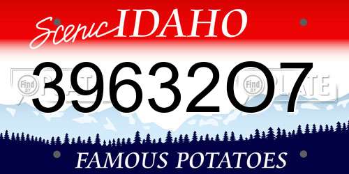 39632O7 Idaho License Plate