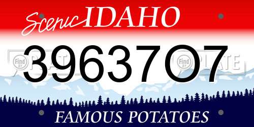 39637O7 Idaho License Plate