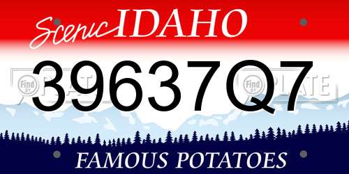 39637Q7 Idaho License Plate