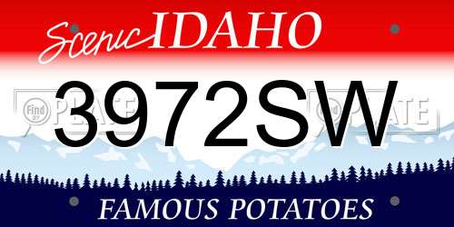 3972SW Idaho License Plate