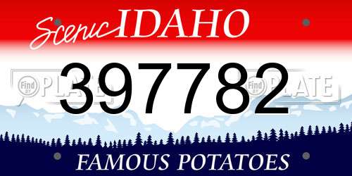 397782 Idaho License Plate