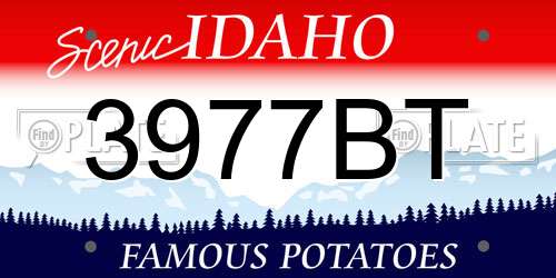 3977BT Idaho License Plate