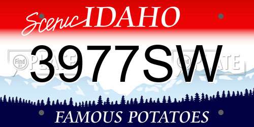 3977SW Idaho License Plate