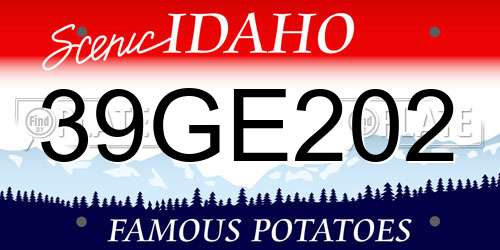 39GE202 Idaho License Plate