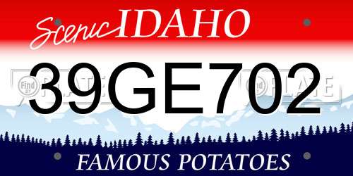 39GE702 Idaho License Plate
