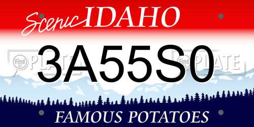 3A55S0 Idaho License Plate