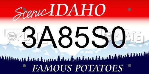 3A85S0 Idaho License Plate