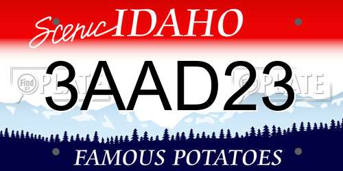 3AAD23 Idaho License Plate