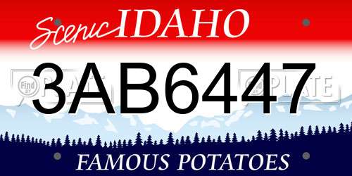 3AB6447 Idaho License Plate