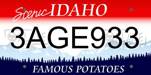 3AGE933 Idaho License Plate