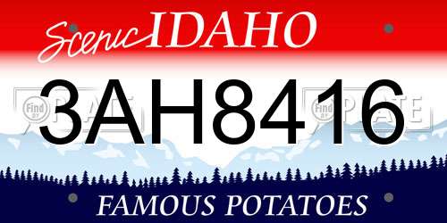 3AH8416 Idaho License Plate