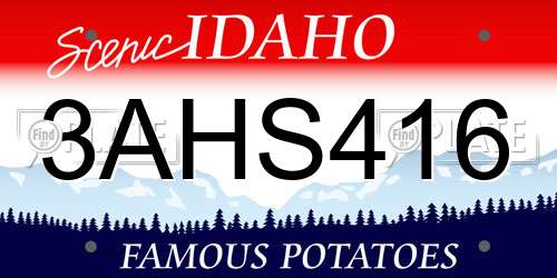 3AHS416 Idaho License Plate