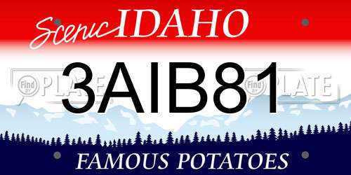 3AIB81 Idaho License Plate