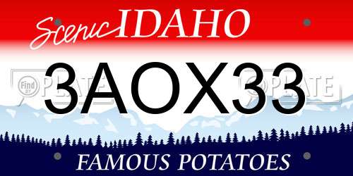 3AOX33 Idaho License Plate