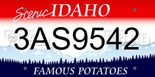 3AS9542 Idaho License Plate
