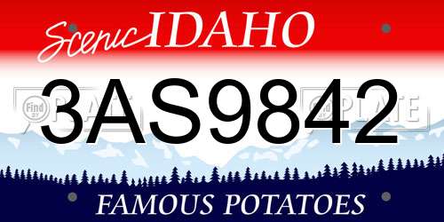 3AS9842 Idaho License Plate