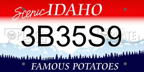 3B35S9 Idaho License Plate