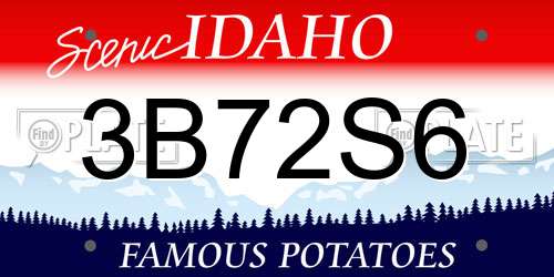 3B72S6 Idaho License Plate