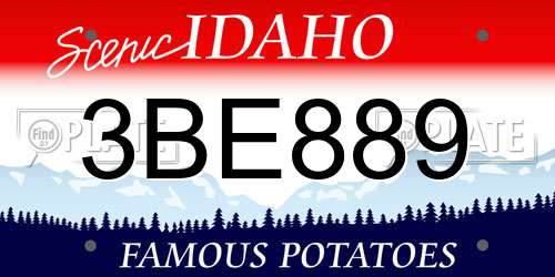3BE889 Idaho License Plate