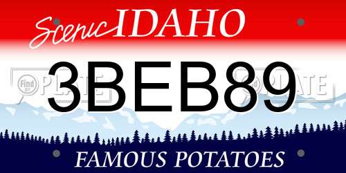3BEB89 Idaho License Plate