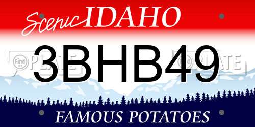 3BHB49 Idaho License Plate